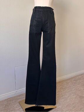 Frame Coated Denim Black Flare Jeans